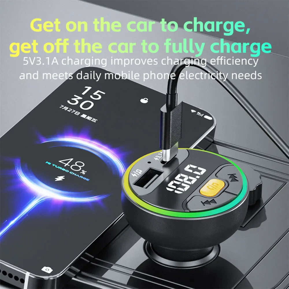 Transmetteur FM de voiture Bluetooth 5.3, mains libres, Kit de voiture sans fil, USB C, chargeur de voiture, Radio automatique, modulateur Fm, adaptateur de lecteur Mp3